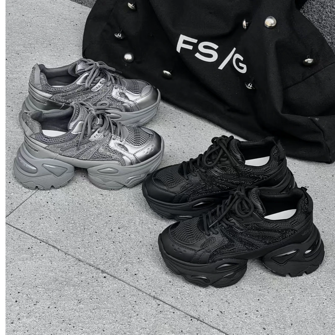 2024秋款厚底网面时尚休闲老爹鞋6cm增高百搭休闲鞋