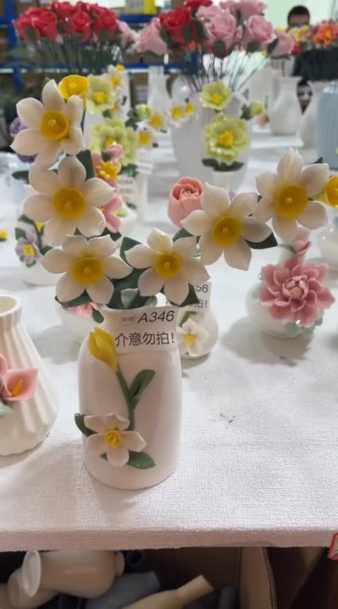 【闪购商品】陶瓷手捏花-水仙花3件套A346