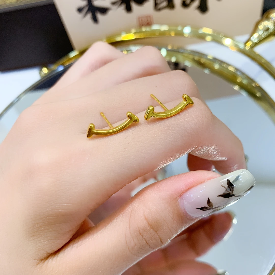 精品5G足金笑脸耳饰00609