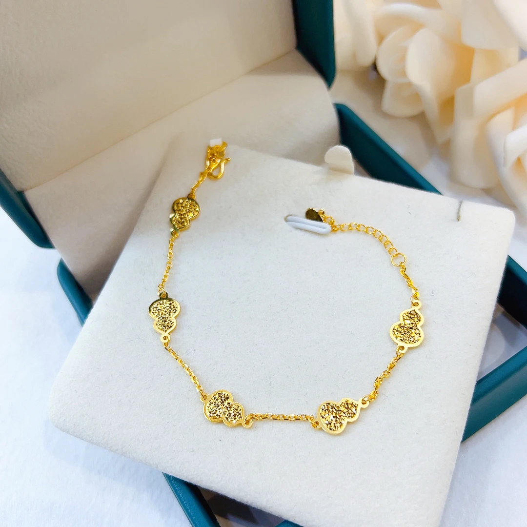 精品5G足金精美时尚素款碎冰冰葫芦手链00678