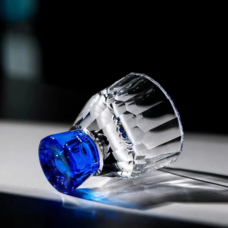 玻璃加厚高足美人杯家用主人杯蓝色