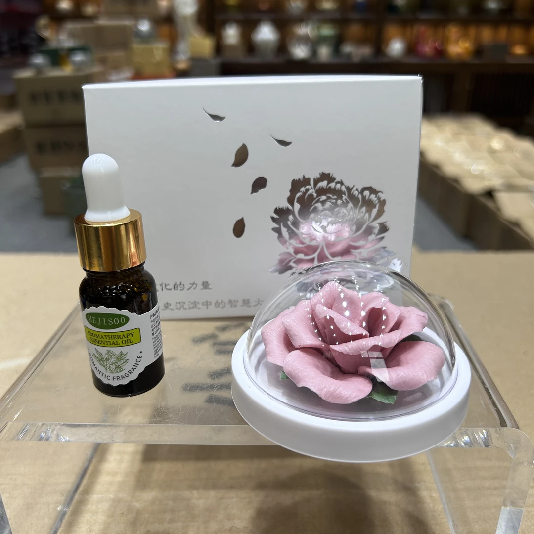 手捏陶瓷玫瑰摆件香插香薰客厅小摆件