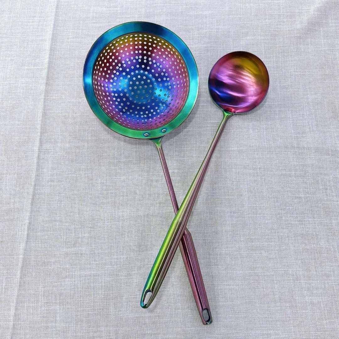 (乌市直发)彩虹德国304不锈钢炒菜锅铲漏勺两件套厨具家用套装