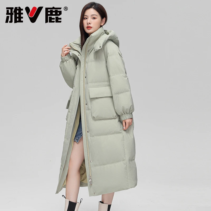 雅鹿冬季中长款羽绒服过膝时尚休闲保暖宽松韩版气质冬装外套6069