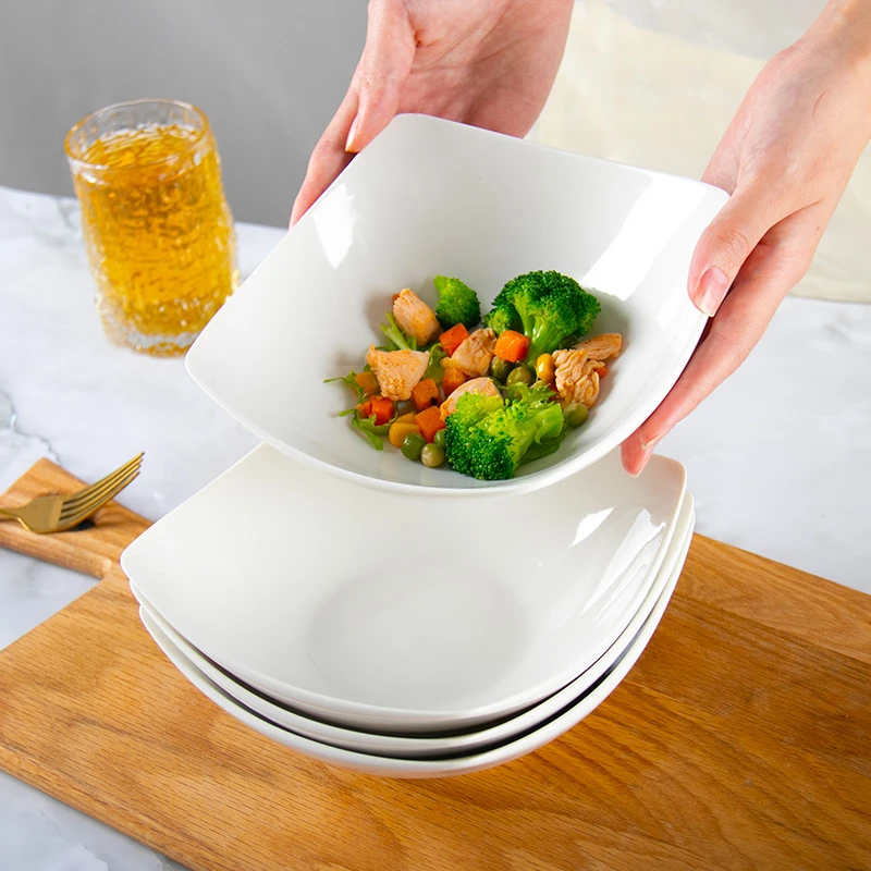 8英寸加深加厚纯白四角菜盘4只装 破损联系客服补发 男士沙滩短裤