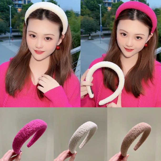 宽边海绵发箍女增高颅顶毛绒发箍