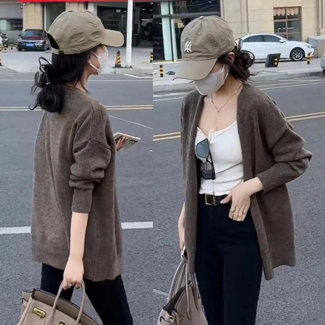 01春秋2024新款针织开衫女慵懒风宽松显瘦毛衣外套开衫女士上衣