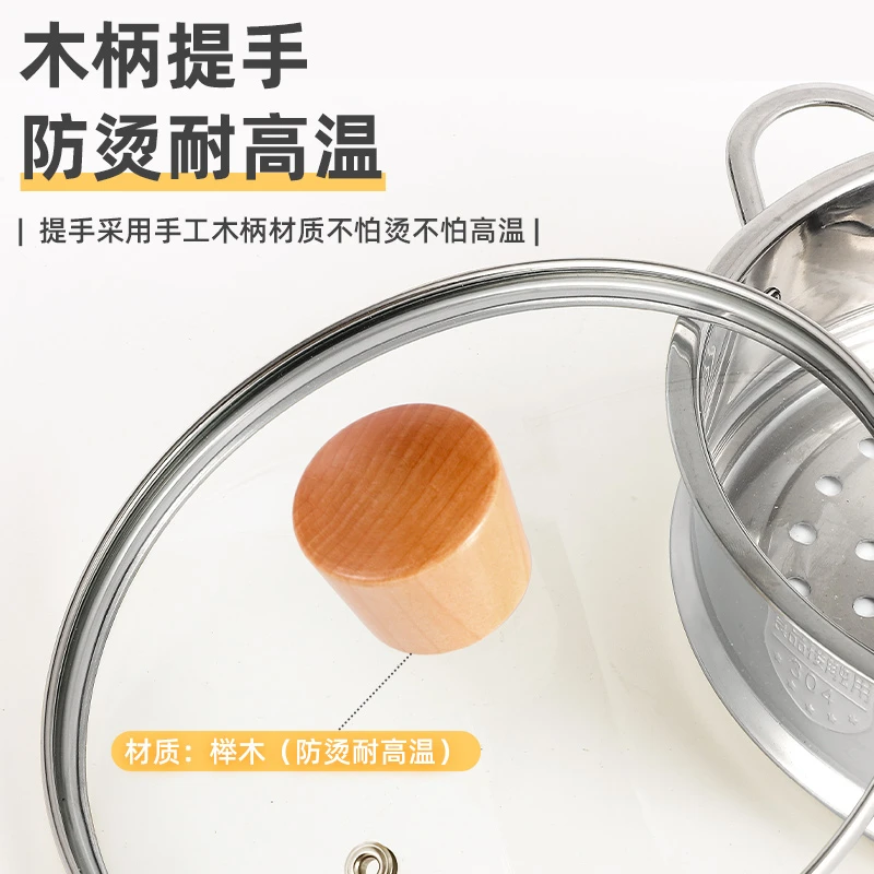 雪平锅奶锅汤锅锅盖炒菜平底钢化玻璃不锈钢盖子16/18/20/22/24cm