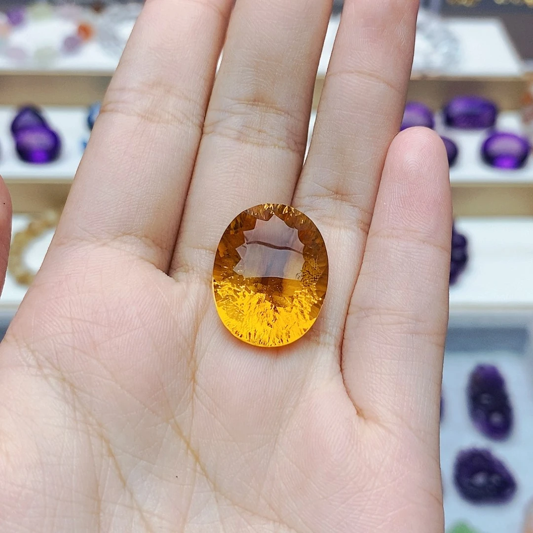 黄晶裸石定制未镶嵌月**上