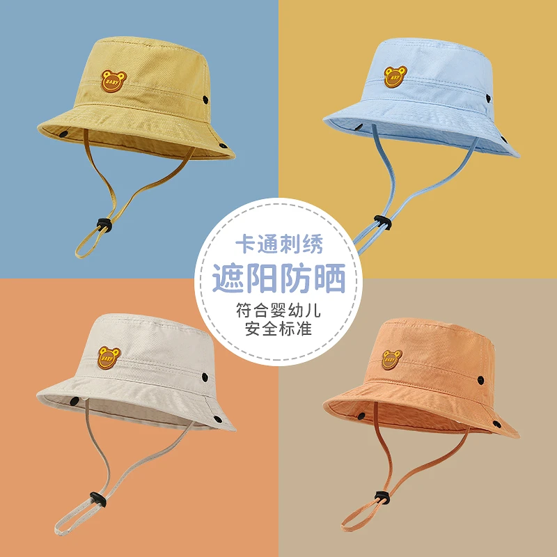 新款春季儿童纯棉渔夫帽小孩时尚户外出游防晒盆帽男女童遮阳帽子