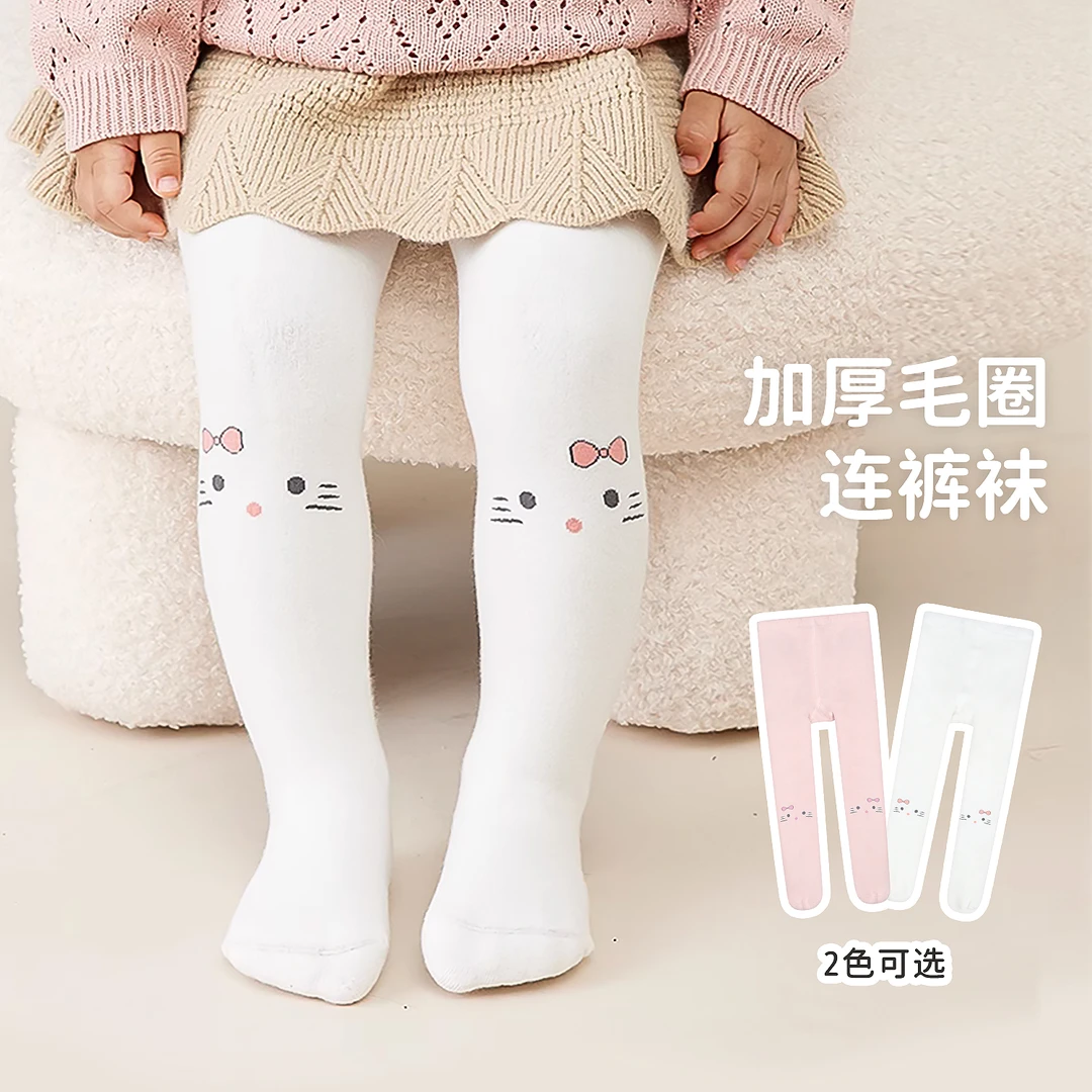 秋冬婴幼儿连裤袜防寒保暖加厚毛圈连体袜保暖女童宝宝卡通打底袜