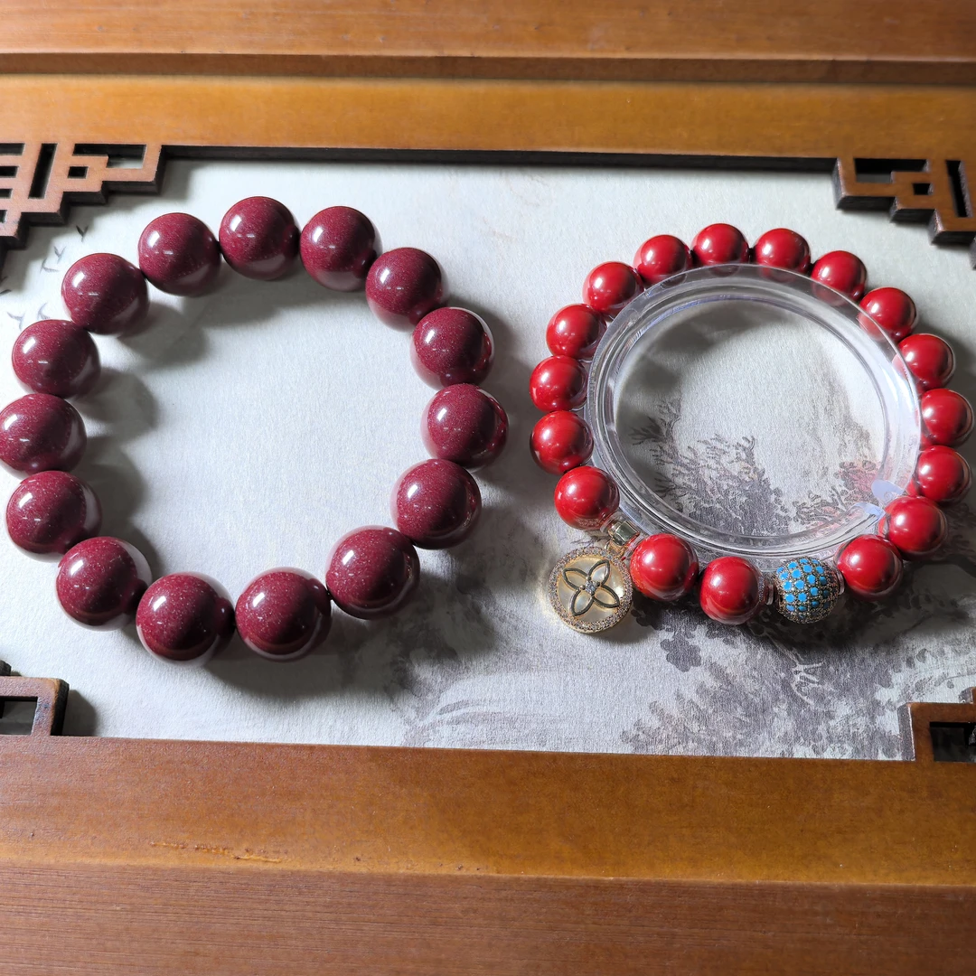 含辰砂工艺品【玲珑超大福利】 14mm高含量紫金砂&10mm帝王砂情侣款