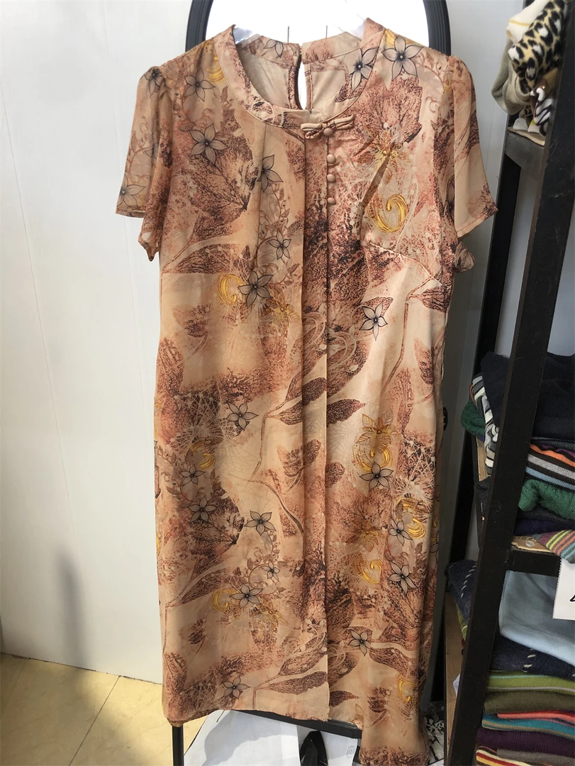 欧美姿2024夏装中年妈妈国风改良新中式连衣裙