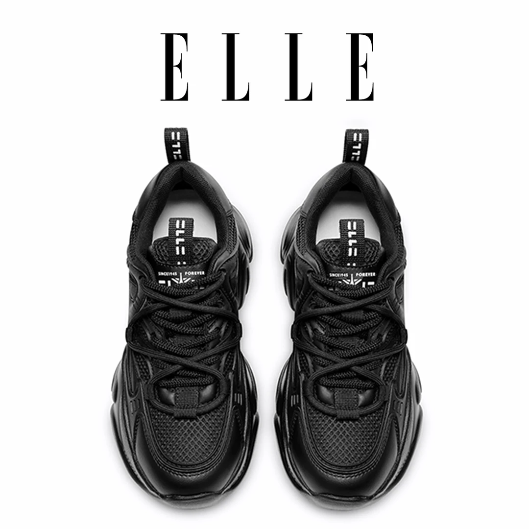 ELLE商场同款厚底老爹鞋女款2025爆款显脚小网面透气配裙子运动鞋