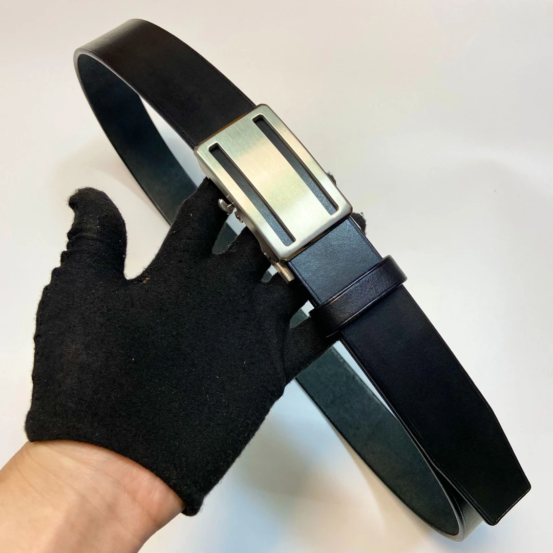 单层植鞣头层牛皮（无牙自动扣）真牛皮男士自动扣腰带皮带简约百搭