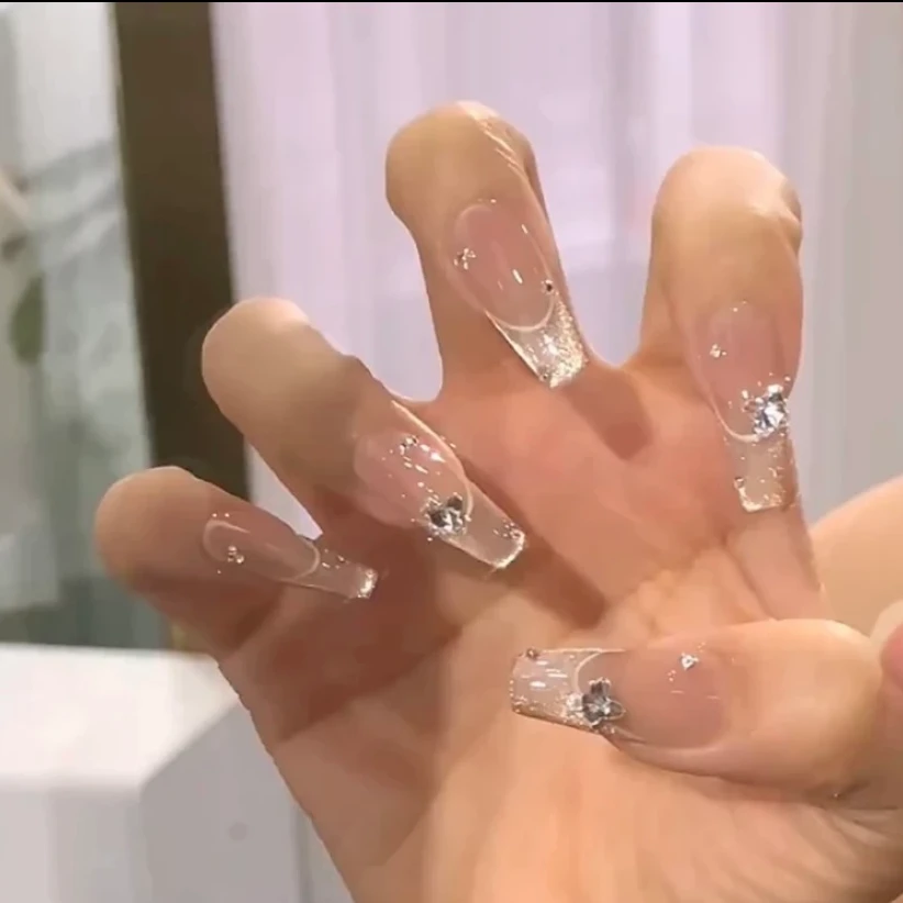 【婉若】纯手工穿戴甲冰透温柔纯欲气质猫眼蝴蝶钻堆堆钻高级感夏季