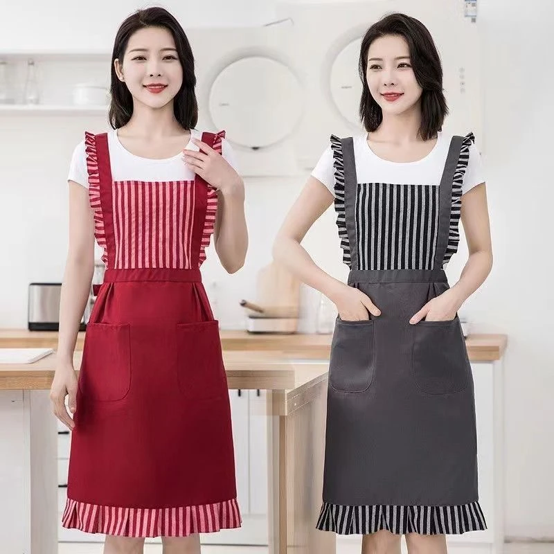 韩版洋气公主围裙防油防污家用厨房做饭耐脏女透气棉布工作服罩衣