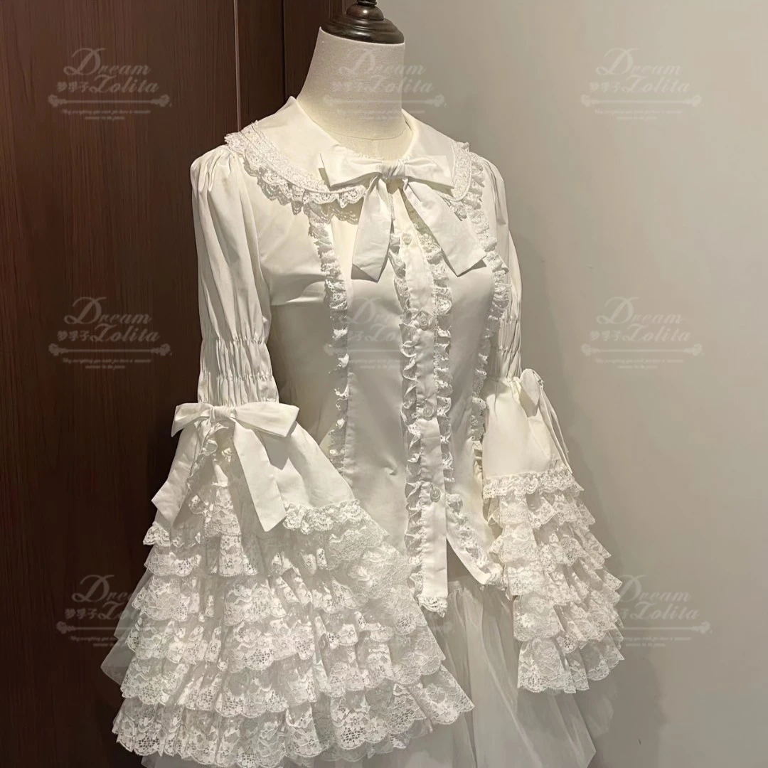 【可露丽】蕾丝doll感lolita甜美少女收腰姬袖衬衫内搭外穿日常