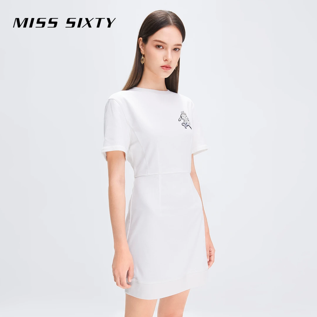 Miss Sixty夏季连衣裙女圆领弹力A字裙轻奢高端女装尤莱特