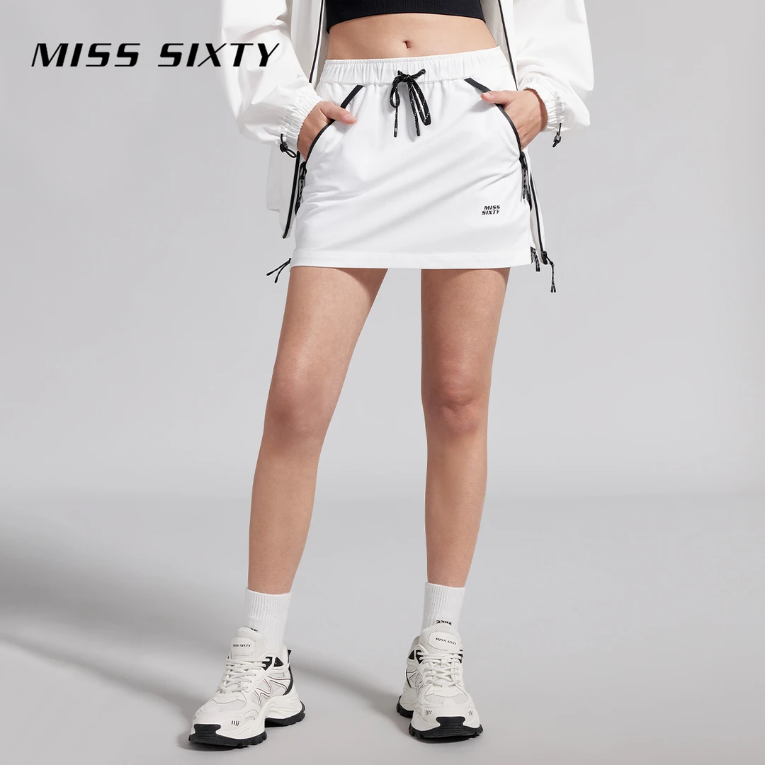 Miss Sixty新款短裤女松紧腰拉链显瘦复古撞色裙裤尤莱特