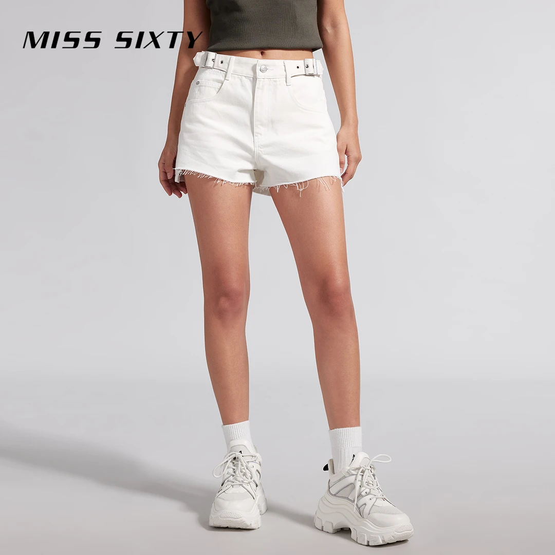 大牌女装Miss Sixty夏季新款牛仔短裤女雅丹风辣妹风镂空性感