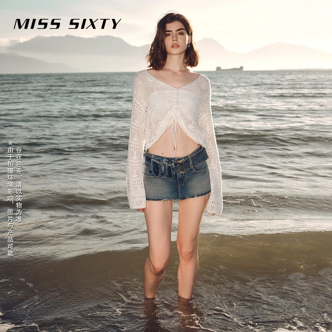 【进口牛仔面料】Miss Sixty牛仔短裤女附可拆宽腰带工装性感裙裤