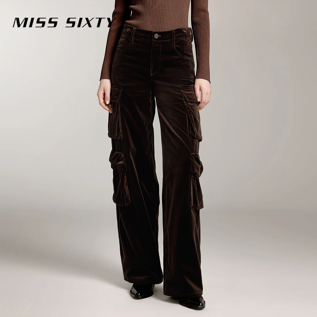 Miss Sixty休闲裤女高腰丝绒美式复古街头口袋工装裤街头休闲