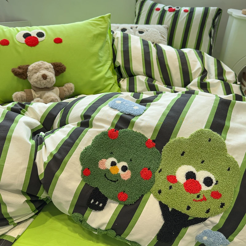 【朵罗塔】多巴胺毛巾绣纯棉床上四件套全棉单件150x200cm被套罩