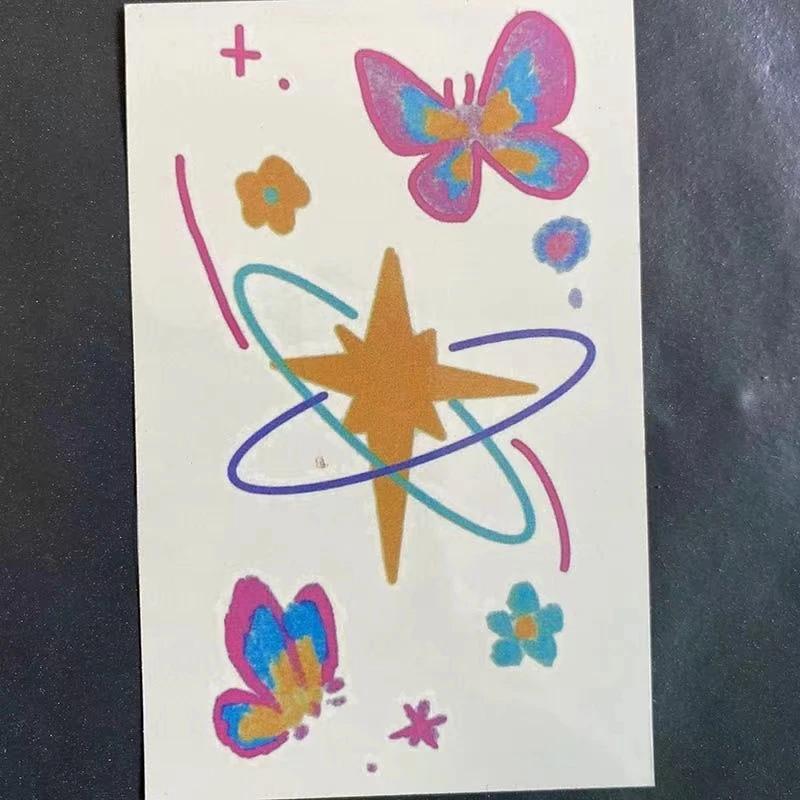 彩色蜡笔蝴蝶贴纸防水仿真少女卡通可爱好看个性ins贴纸