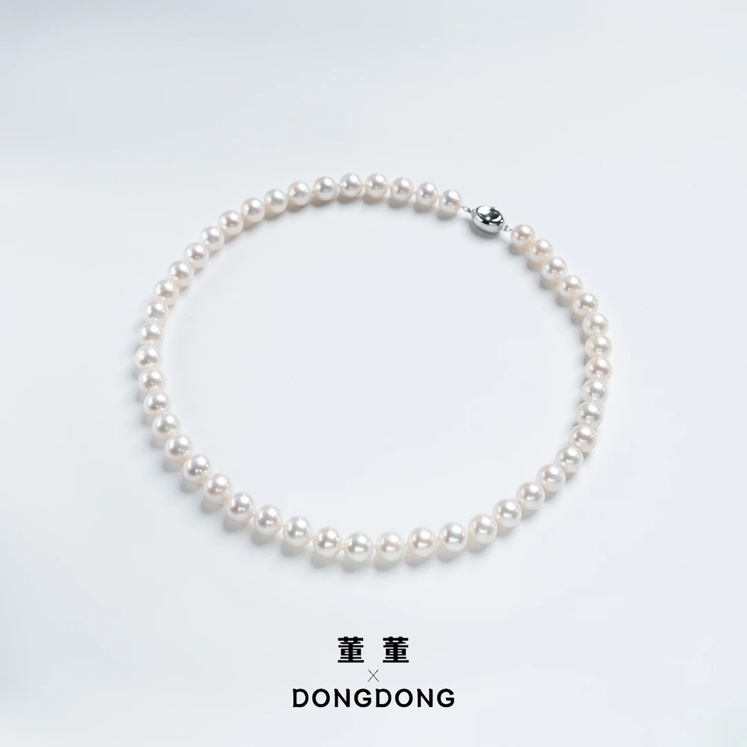 DDX648【阳阳】淡水珍珠无核项链 8.3-9.3mm 圆微瑕S925银