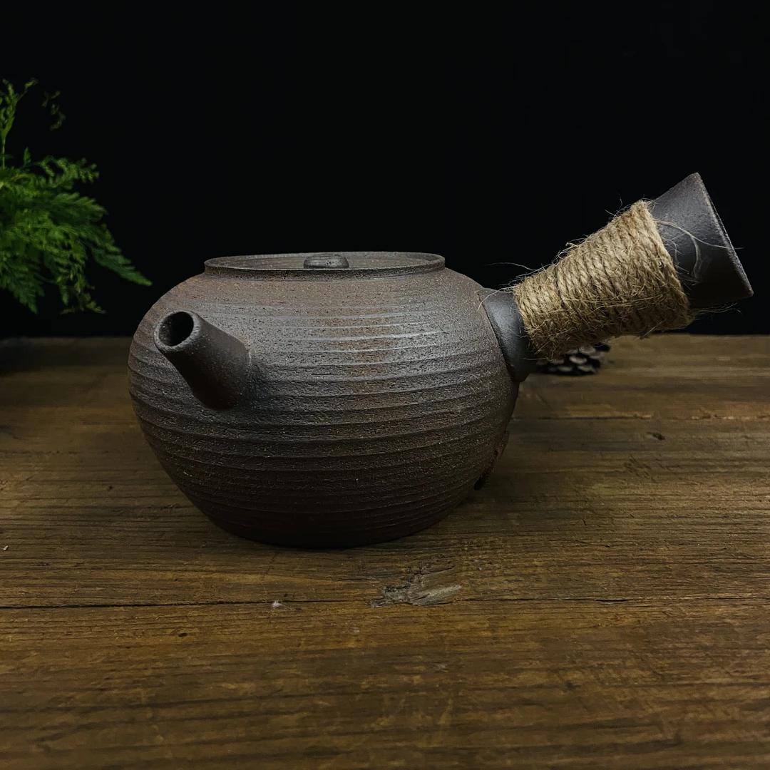 麻绳侧把长柄壶.1396.碳/酒精/电陶炉(不可干烧).精工陶瓷茶器