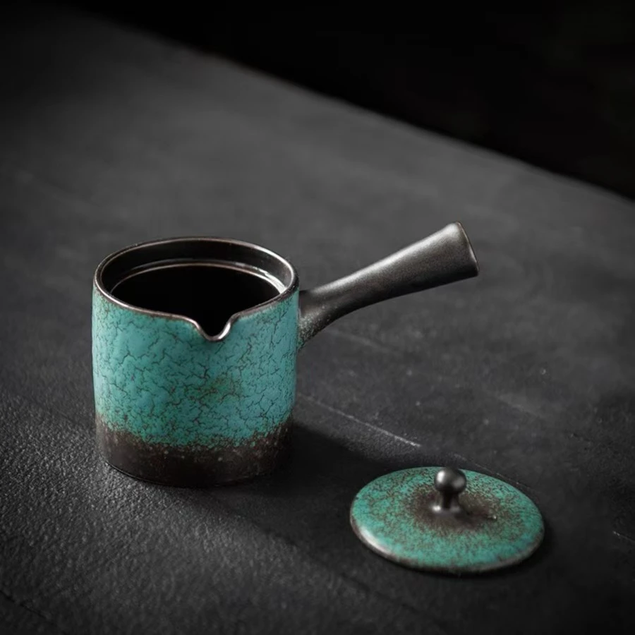松石绿侧把公道壶日式茶壶.1124.创意精致防烫手功夫茶具