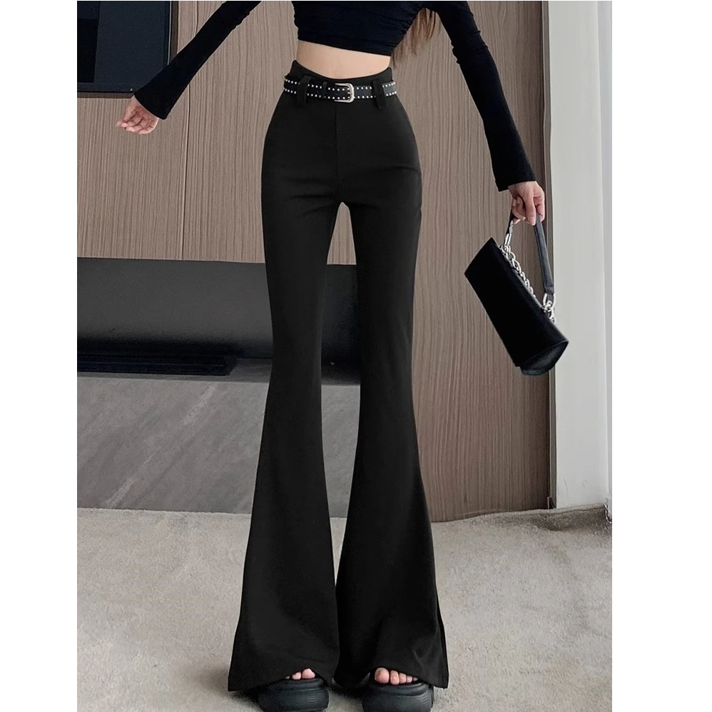 黑色微喇裤子女2024春秋季新款高腰显瘦垂感西装喇叭裤休闲长裤子