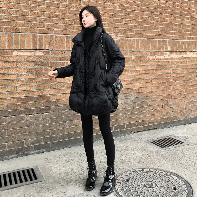 2024冬季韩版新款黑色棉服女加厚轻薄小个子宽松显瘦大码棉衣外套