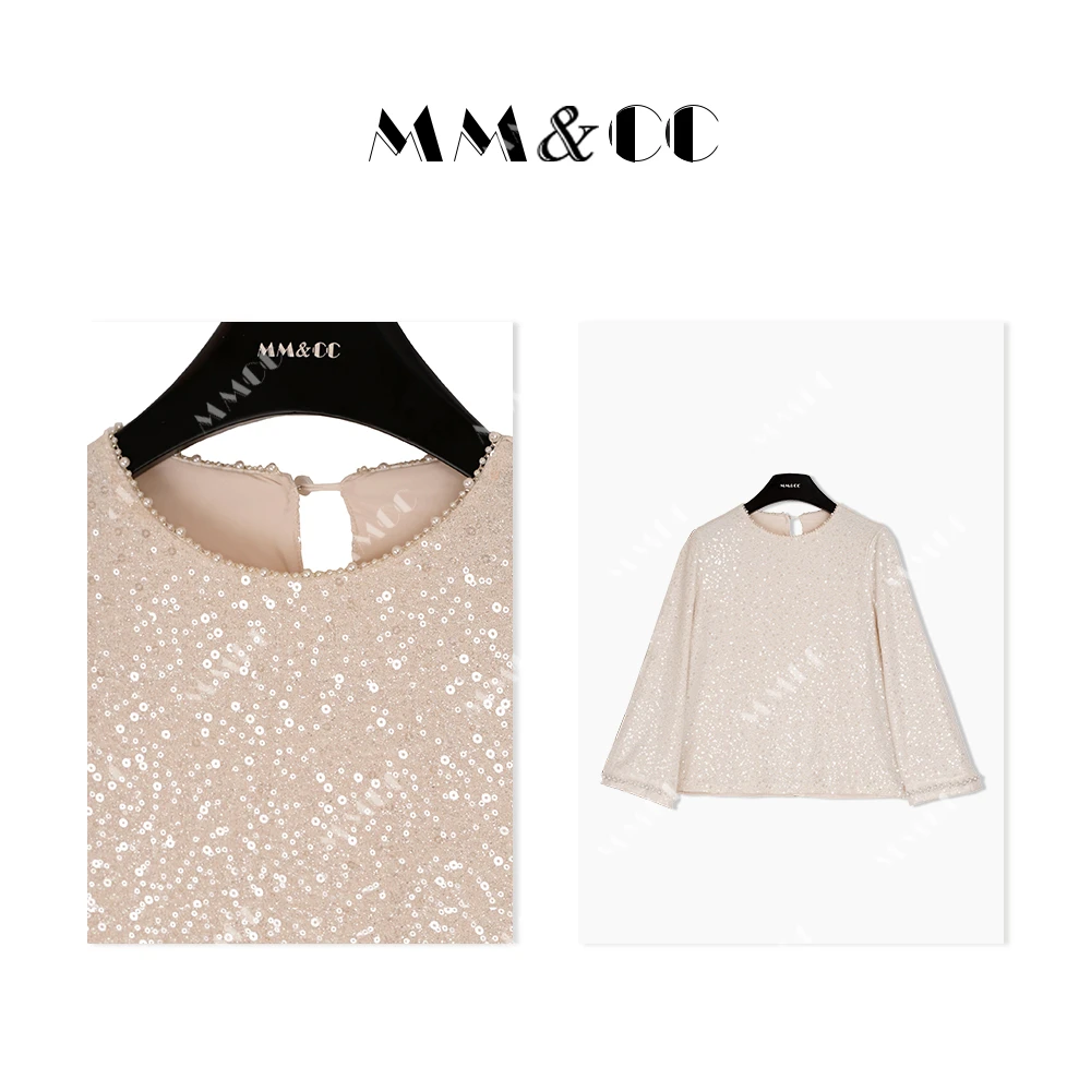 【闪闪】2024春装新款新中式重工亮片设计百搭款上衣F9081