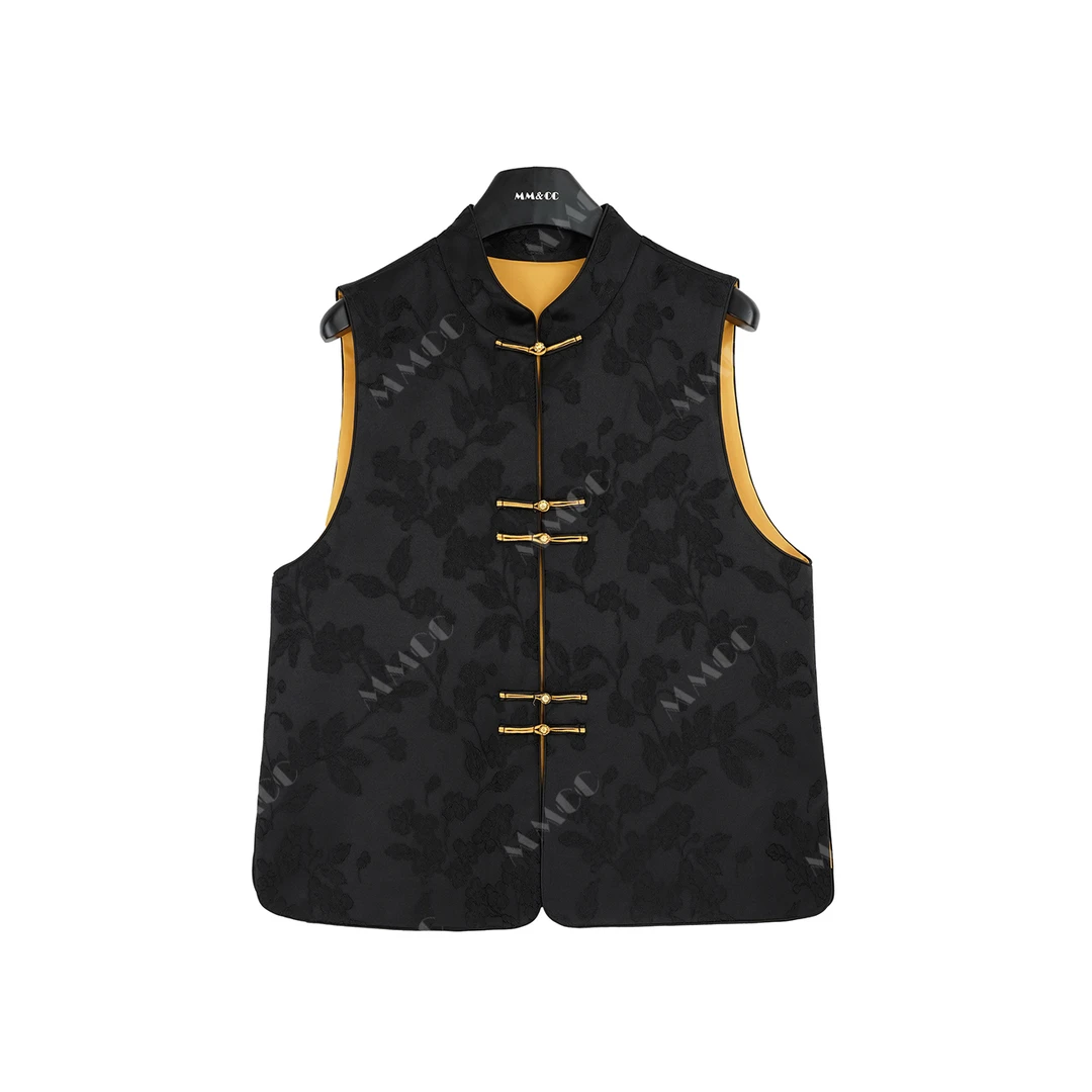 【蜀风】新中式国风秋冬提花马甲后背盘金绣时髦马夹MCFMJ1236