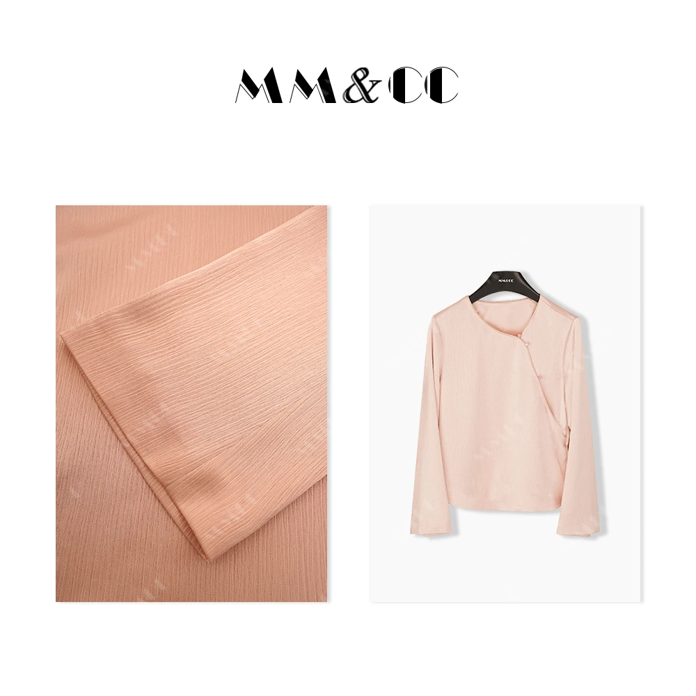 【婉樱】新中式国风洋气减龄粉色2024春新品宽松斜扣百搭上衣F9056