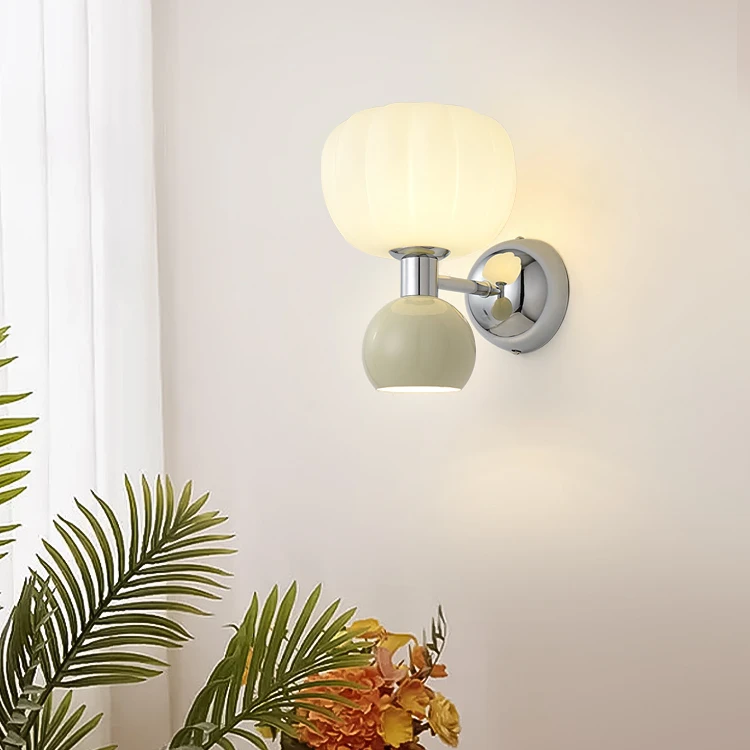 奶油简约南瓜灯卧室床头客厅背景墙现代网红氛围灯饰