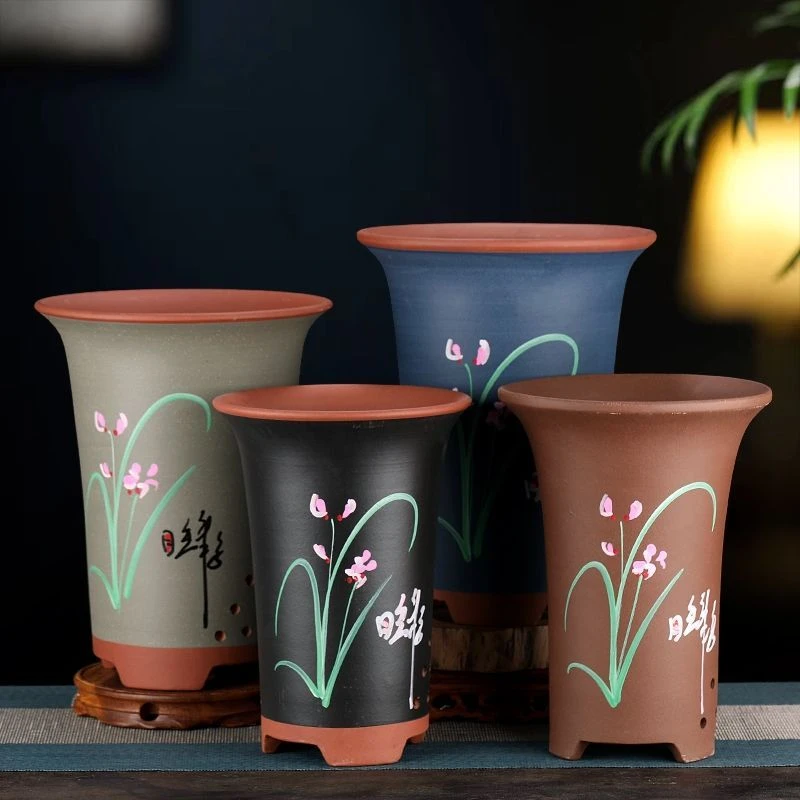 宜兴紫砂兰花盆 桌面绿植花卉盆包破损