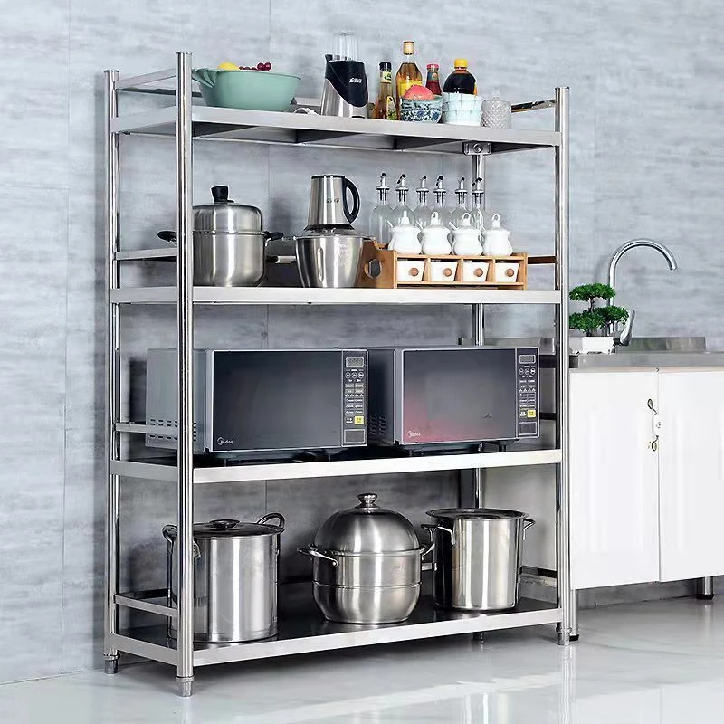 加粗加厚烤箱架带护栏厨房整理架落地置物架落地微波炉收纳杂物架