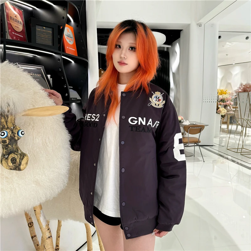 秋冬重磅刺绣复古美式夹克男情侣潮牌美式飞行员夹克加厚棒球服女