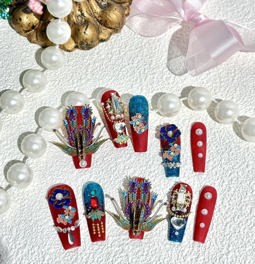 【南南定制婚甲系列】超重工婚甲纯手工穿戴甲奢华满钻婚甲系列