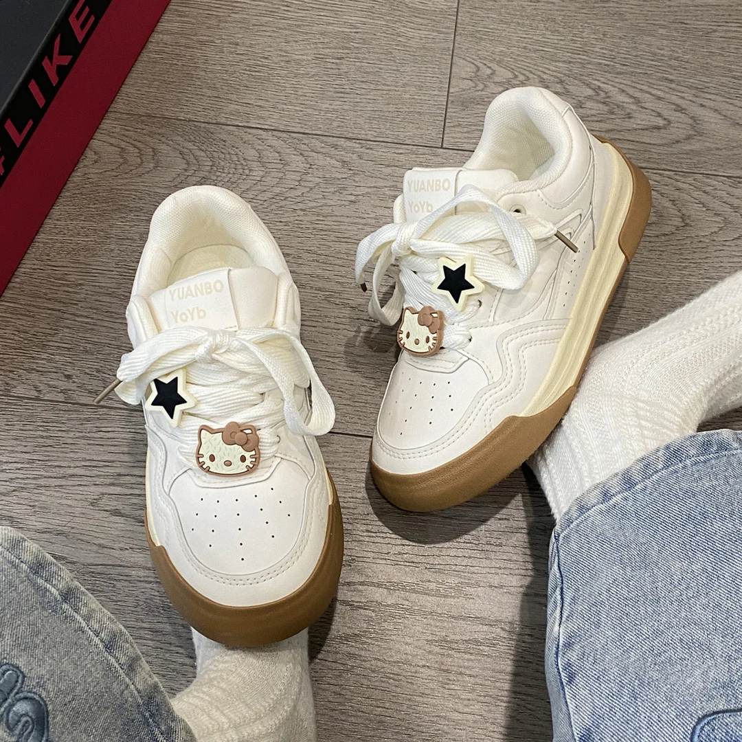 国潮小众Kitty厚底面包鞋女2024秋季新款百搭ins休闲板鞋FL