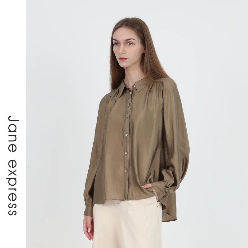 Jane express/简表达24年秋季新款气质长袖设计感衬衫QCY41005
