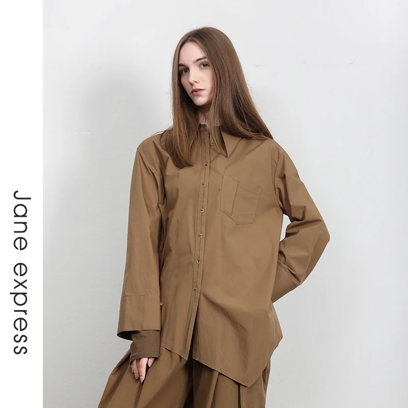 Jane express/简表达23年秋季新品长袖休闲女士衬衣衬衫QCY36002