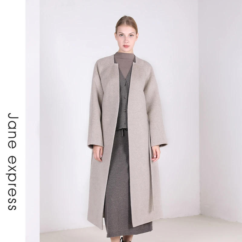 Jane express/简表达24年冬季新款时尚气质中长款大衣DDY43002