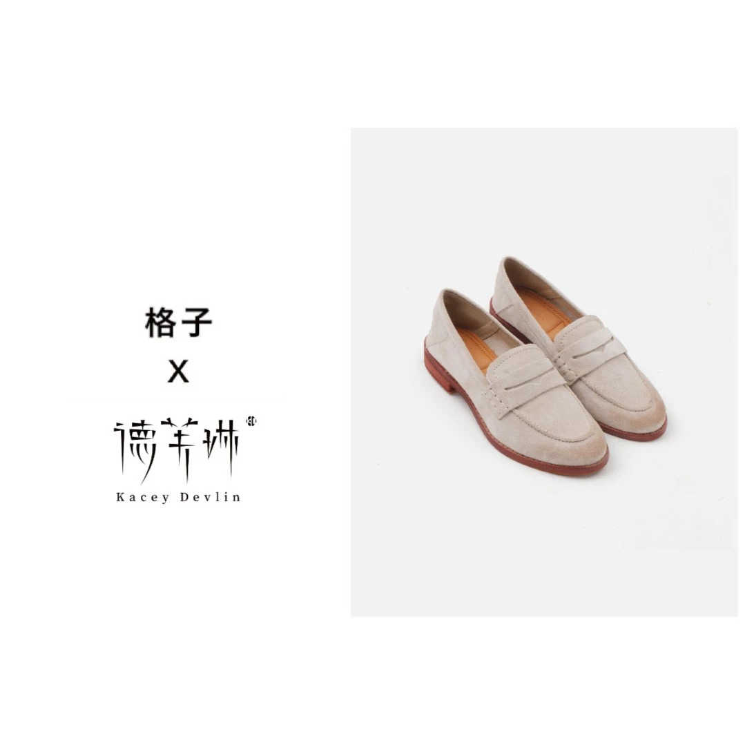 【格子专属】德芙琳丝光反绒乐福鞋秋季软底舒适系带上班休闲通勤鞋