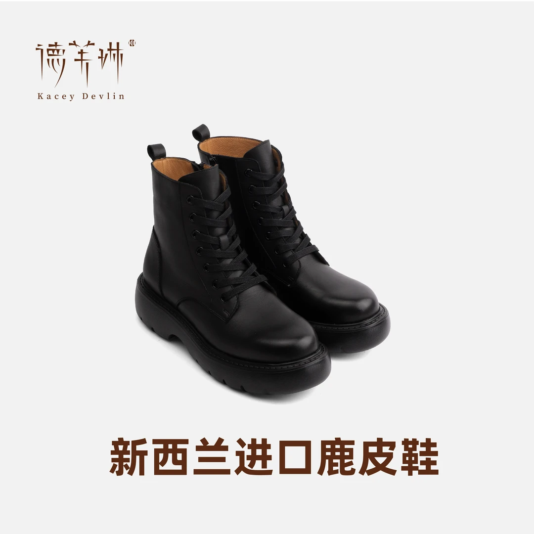 【德芙琳】厚底高帮靴2024爆款保暖搭子真皮百搭冬季时尚百搭女靴