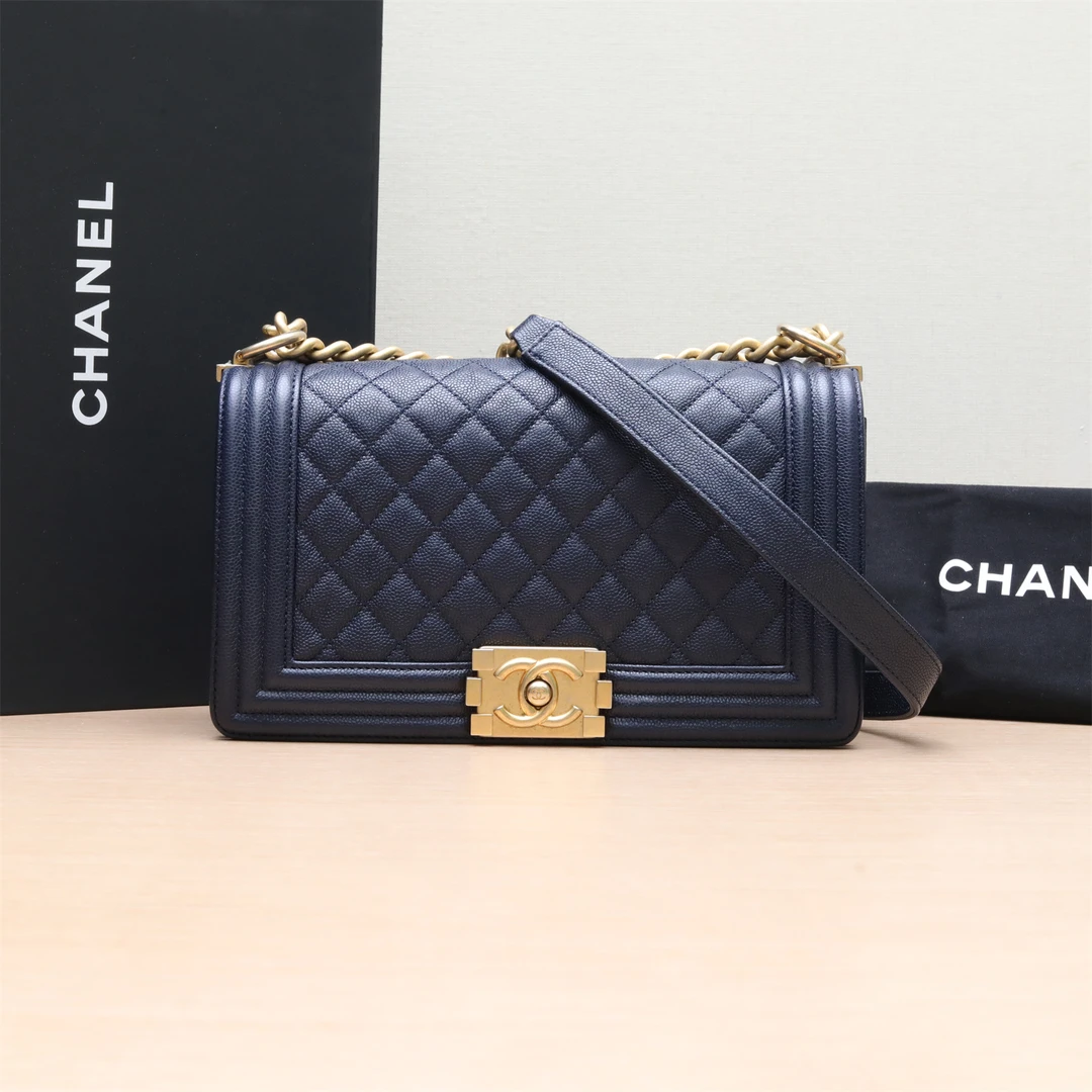 95新 Chanel/香奈儿 小花姑姑P224726403Leboy 中号 墨蓝色