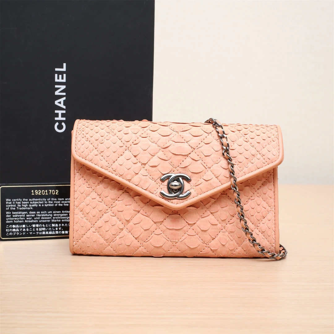 95新 Chanel/香奈儿 活动双双 双C 单肩 信封包 19开 银扣